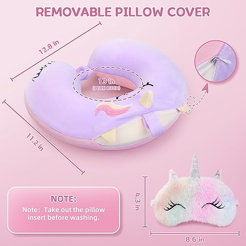 Kids Neck Pillows for Travel, Unicorn Toddler Travel Pillow with Sleep Mask - view 5