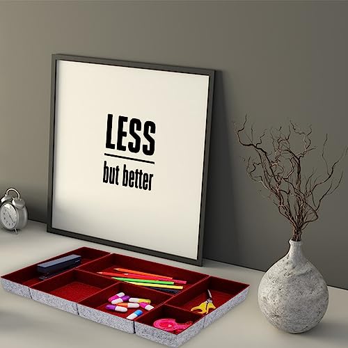 Deluxe drawer organizers multi-purpose storage box junk bins for office home kitchen bedroom bathroom nightstand holder chic room decor quiet luxury 6-piece (Maroon) - view 3