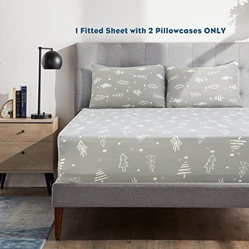 Soft Jersey Fitted Sheet Set（1 Fitted Sheet with 2 Pillowcases Only, 4-Way Stretch Knit with Deep Pocket, Snug Fit for Full/Full XL Mattress, Wrinkle Free - view 3
