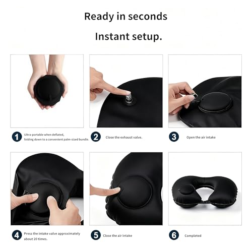 Portable Travel Sleep Comfort Set for Plane Sleep Kit at Plane Inflatable Travel Pillows Eye Mask Ear Plugs for Airplane Essentials for Seat Airplane Gadgets for Sleep Comfort (C) - view 7