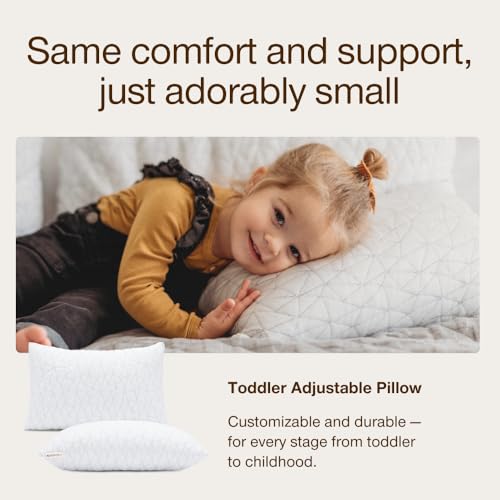 Original Adjustable Toddler Pillow and Ultra-Tech Waterproof Protector Grey Bundle, Breathable Mini Pillow for Kids with Adjustable Support and Premium Memory Foam - view 4