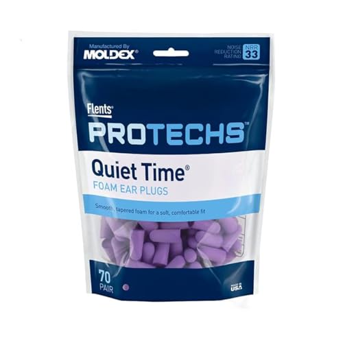 Protechs Quiet Time Foam Ear Plugs, NRR 33, 70 Pair, Purple