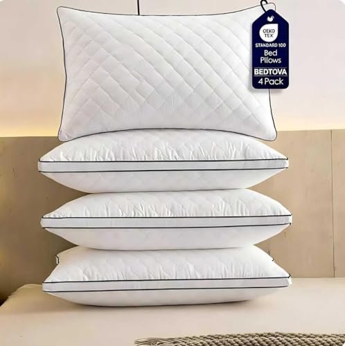 Bed Pillows Hotel Standard Size Set of 4 Firm one Side Soft Other