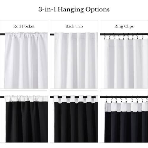 Cold Reducing 100% Blackout Small Window Curtain Panels, Drapes with Black Liner, 45 Inches Drop Thermal Insulated Draperies for Cafe (White, 2 Pieces, 37 inches Wide Each Panel) - view 3