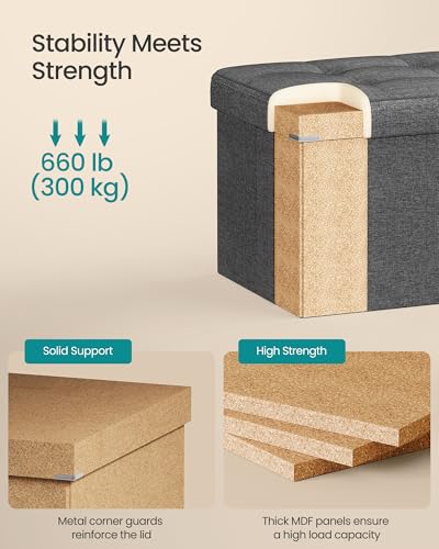 30 Inches Folding Storage Ottoman Bench, Load 660 lb - view 4