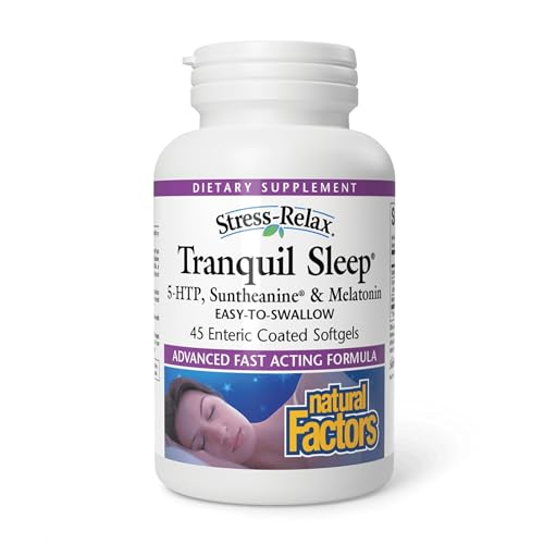 Stress-Relax Tranquil Sleep, Sleep Aid with Suntheanine L-Theanine, 5-HTP, Melatonin, 45 Softgels