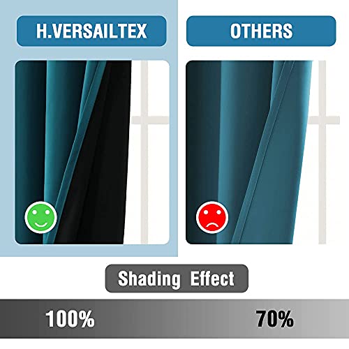 100% Blackout Curtains for Bedroom Thermal Insulated Blackout Curtains 84 inch Length Heat and Full Light Blocking Curtains for Living Room with Black Liner 2 Panels Set, Dark Teal - view 5