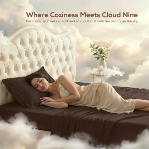Twin Sheets Set, 3 Pieces 16" Deep Pocket Hotel Luxury Bed Sheets, Brown - view 4
