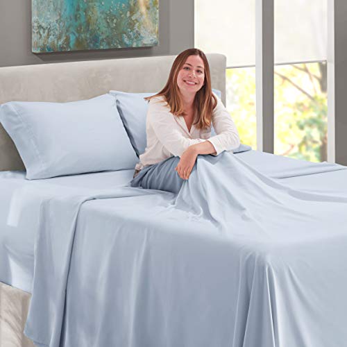 Full Bed Sheet Set - Ice Blue - 4-Piece Extra Deep Pocket - view 6
