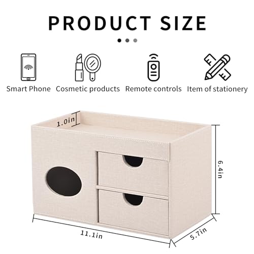 Square Tissue Box Cover with Drawers,Tissue Box Holder with Storage Tray,​ Makeup Organizer and Desk Organizer,Tissue Holders Decorative for Bathroom Vanity NightStand Dressing Table (Beige) - view 4
