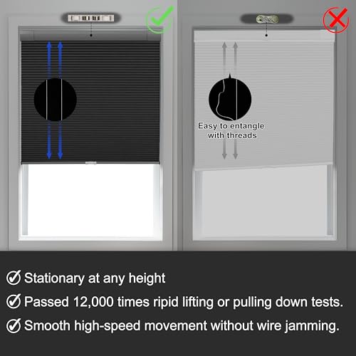 No Drill No Tools Blackout Cellular Shades,Black,Custom Size - view 4
