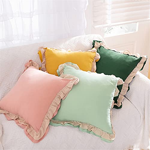 Solid Color Girl Series Lace Ruffle Washed Linen Core Cushion Bed Car Sofa Bedside Office Backrest Pillow(Bronze) - view 4