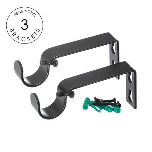 Curtain Rod for Windows 48 to 86 Inch – 1 Inch Telescoping Drapery Rod, 2 Long Sections, End Cap Finials, Black - view 3