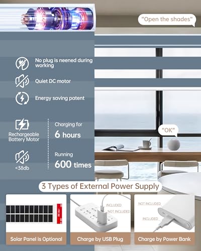 Motorized Blinds with Remote App Voice Control, Custom Zebra Shades - view 4