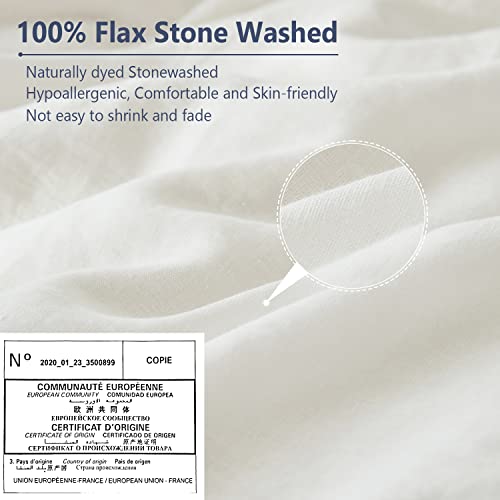 100% Linen Pillow Case King Size Set of 2, White Pillow Covers with Overlap Closure, Luxury Breathable Pillowcases Protectors Suitable for All-Season (20" X 36", White) - view 3