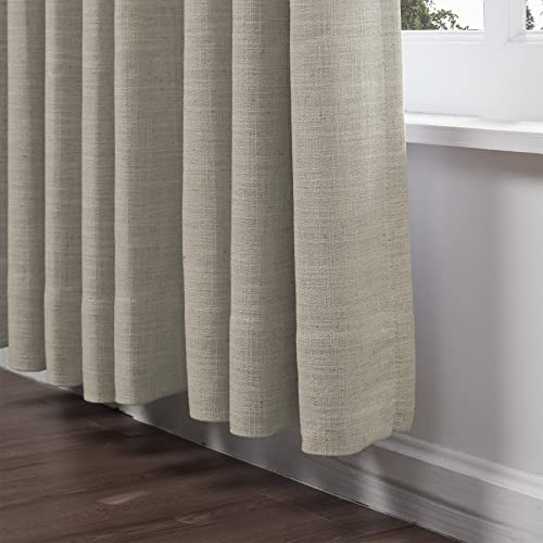 Extra Wide 100 Inches Wide Faux Linen Curtain Room Darkening Drape in Living Room Bedroom Glass Door 100Wx84L, 1 Panel, Birch, Tallis Collection - view 2