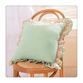 Solid Color Girl Series Lace Ruffle Washed Linen Core Cushion Bed Car Sofa Bedside Office Backrest Pillow(Bronze)