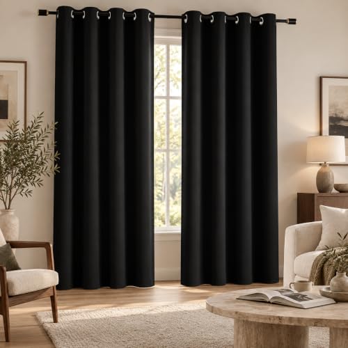 Blackout Curtains for Living Room Black 52" W x 108" L - view 7
