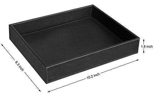 Valet Tray Nightstand Organizer Leather Catchall Tray for Perfume,Jewelry,Key and Remote on Counter or Dresser(Black) - view 2