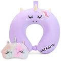 Kids Neck Pillows for Travel, Unicorn Toddler Travel Pillow with Sleep Mask