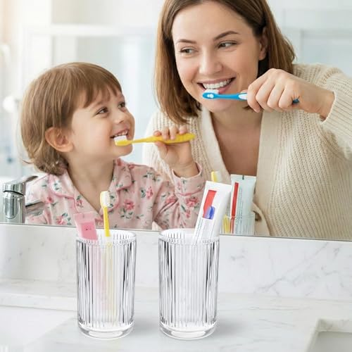 2 PCS Glass Tumbler Cups, Clear Glass Toothbrush Holder, 12 Oz - view 6