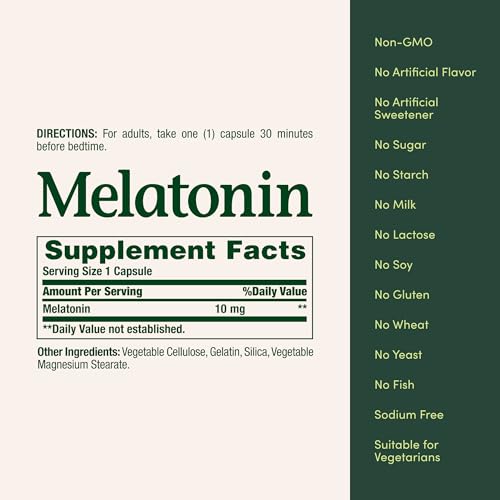 Melatonin 10mg, 100% Drug-Free Sleep Aid, 60 Count - view 5