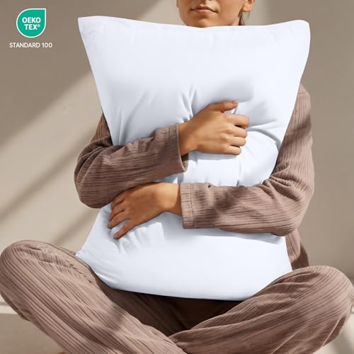 4 Pack Pillow Protectors with Zipper Standard Size, Soft Brushed Microfiber Fabric Pillow Cases, Shrinkage and Fade Resistant Pillow Covers (White) - view 7