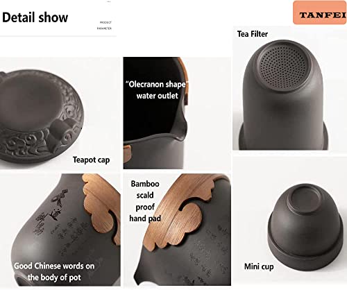 Travel Tea Sets with Tea Infuser Chinese Gung Fu Teapot, Handmade Purple Clay Teapot, Travel Tea Set for Outdoor Home CampingOffice - view 6