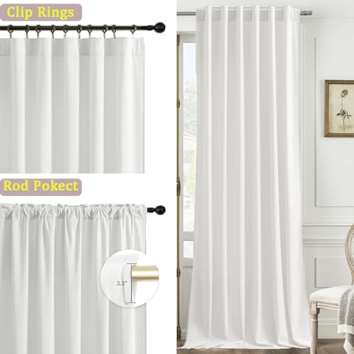 White Velvet Blackout Curtains 52x90 inches, 2Pcs, Back Tab - view 2