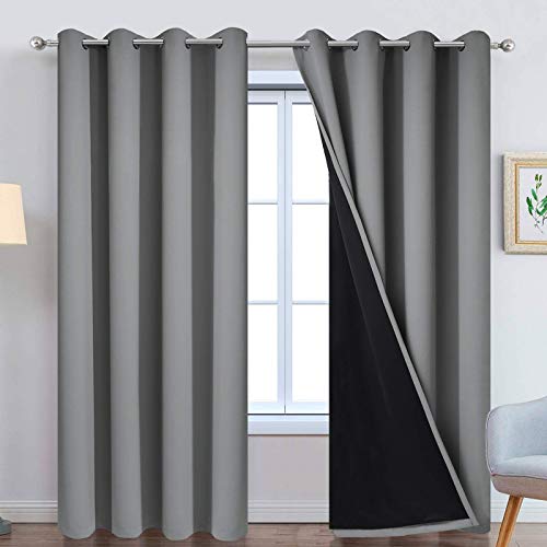 Grey 100% Blackout Curtain Panels 84 inches, 52" wide, 2 Panels