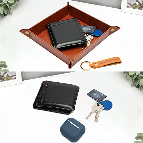 Best Papa Ever PU Valet Tray and Keychain Desktop Storage Organizer - view 6