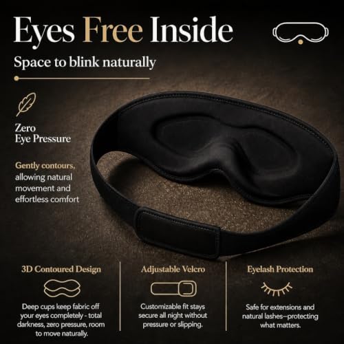 Luxe Lash Extension Sleep Mask, 3D Contoured Blackout Eye Mask - view 3
