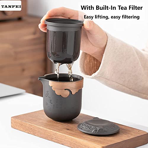 Travel Tea Sets with Tea Infuser Chinese Gung Fu Teapot, Handmade Purple Clay Teapot, Travel Tea Set for Outdoor Home CampingOffice - view 4
