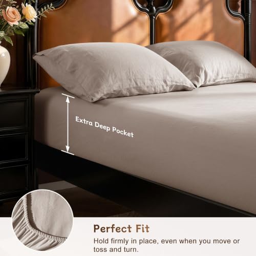 100% French Pure Linen Sheet Set, 19" Deep Pocket King Size 4 Pcs - view 3