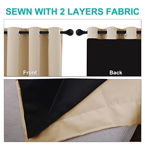 Thermal Insulated 100% Blackout Curtains, Noise Reducing Performance Slider Curtain Panel with Black Lining, Full Light Blocking Patio Door Drapery (1 PC, 100-inch x 84-inch, Biscotti Beige) - view 5