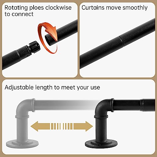 Industrial Curtain Rods, 35 to 75 Inches, 7/8 Inch Diameter, Black - view 2