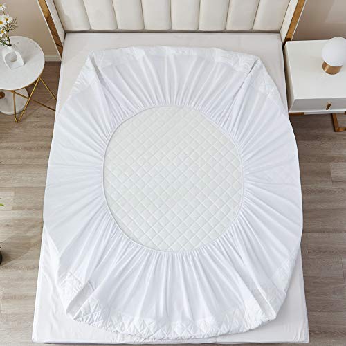 King Size 100% Waterproof Mattress Protector, Quilted Cooling Fitted Bed Mattress Cover Pad, 13"-15" Deep Pocket, Soft and Breathable Noiseless Machine Washable, Vinyl Free (King) - view 5