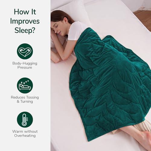 Weighted Lap Blanket for Adults, 7 lbs 41" x 53", Leaf Pattern, Green - view 2
