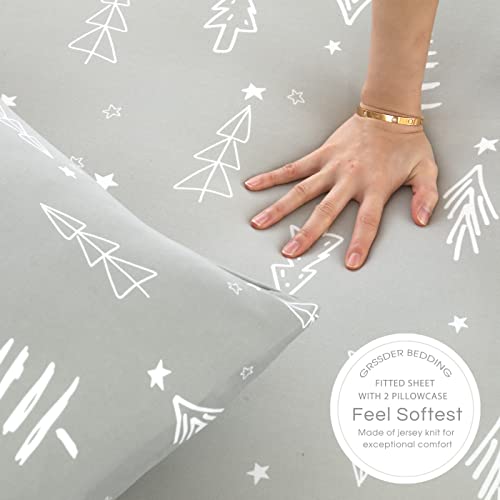 Soft Jersey Fitted Sheet Set（1 Fitted Sheet with 2 Pillowcases Only, 4-Way Stretch Knit with Deep Pocket, Snug Fit for Full/Full XL Mattress, Wrinkle Free - view 7