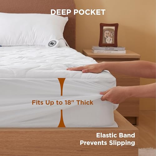 Waterproof Heated Mattress Pad Queen Cotton Top Electric Bed Warmer - view 7
