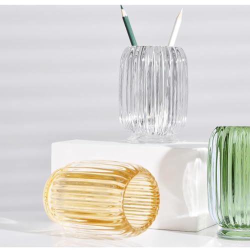 Glass Clear Toothbrush Cup Holder | Clear Tumbler Makeup Brush & Toothbrush Holder for Bedside Table, Bathroom, Vanity - view 3