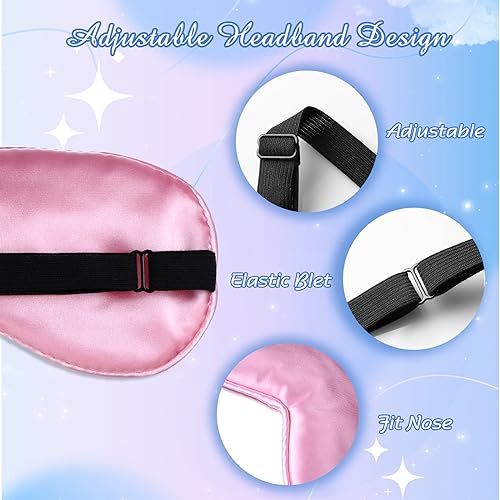4 Pack Silk Sleep Eye Mask, Black, Grey, Dark Green, Pink - view 3