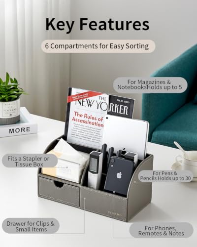 PU Leather Desk Drawer Organizer with 6 Compartments - view 3
