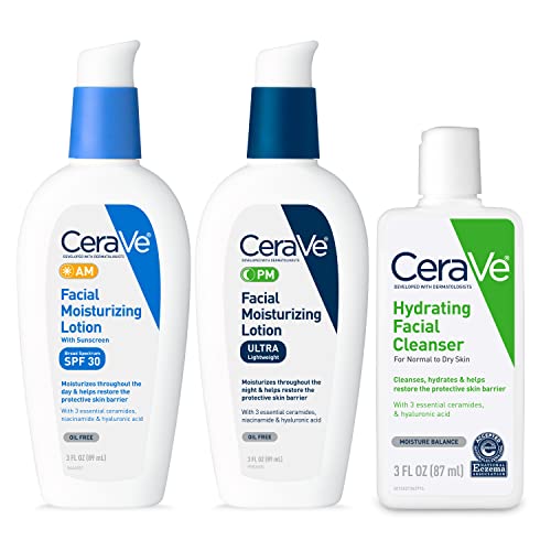Skin Care Set, Face Wash + AM & PM Face Moisturizer, Travel Size