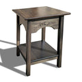 Wooden 2 Tier Square End Table, Mocha