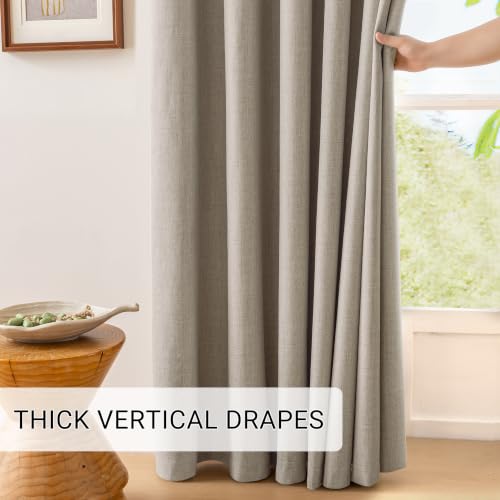 Linen Curtains 84 Inches Long 2 Panels Set 100% Blackout Curtain - view 5