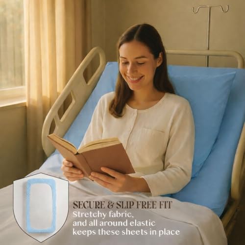 4 Pack Fitted Hospital Bed Sheets for Home Use, 36 x 84 x 12 - view 3