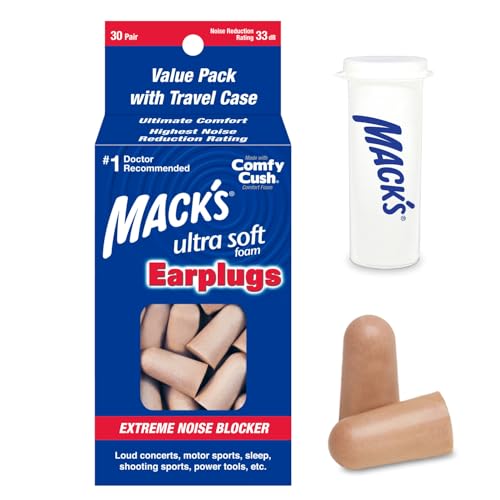 Ultra Soft Foam Earplugs, 30 Pair - 33dB Highest NRR, Comfortable Ear Plugs for Sleeping, Snoring, Travel, Concerts, Studying, Loud Noise, Work | Made in USA