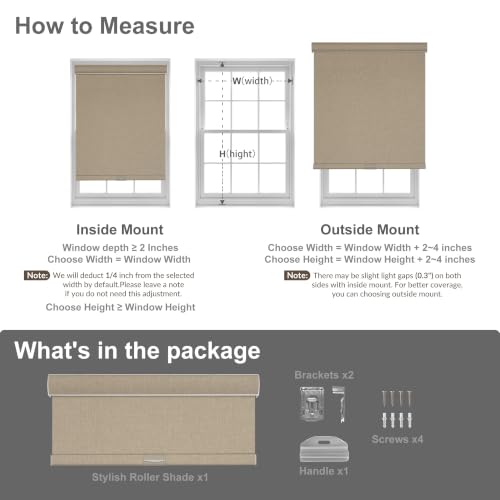 Blackout Roller Shades for Windows, Beige, Custom Size - view 6