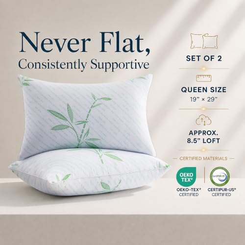 Hotel Cooling Hybrid Bed Pillows for Sleeping Queen Size Set of 2 - view 6
